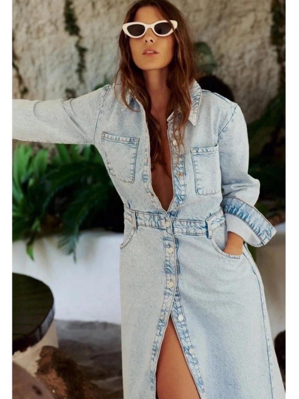 NWT Zara acid wash long sleeve denim dress XXL - Picture 2 of 10